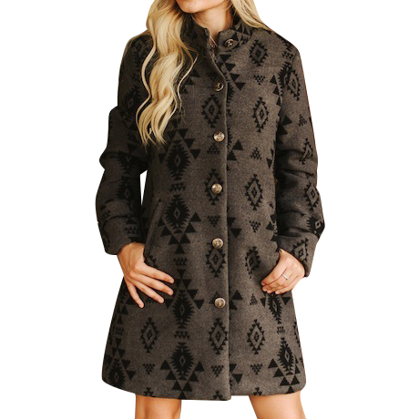 Women's Aztec Printed Button Down Coat